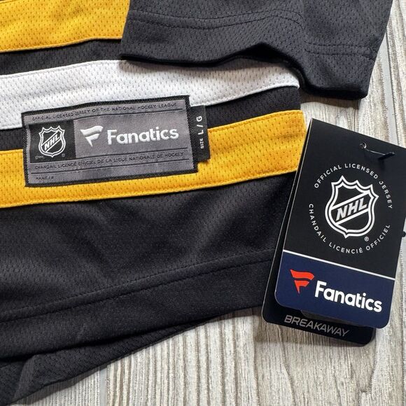 Boston Bruins Jersey Men’s L Black Fanatics Breakaway Lace Up NHL Hockey NWT - Picture 4 of 12